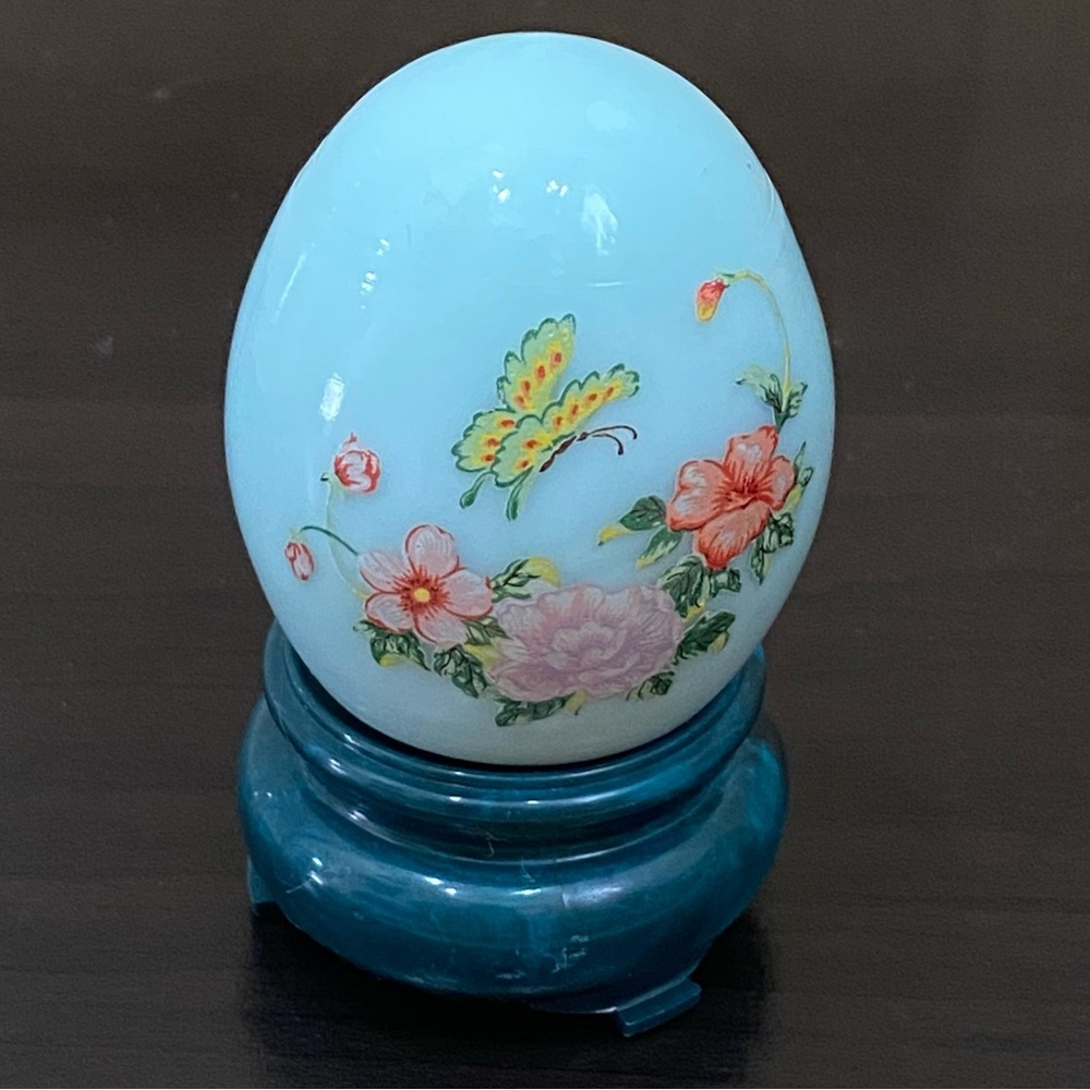 Vintage AVON Patchwork Cologne 1floz. Handpainted Flowers & Butterfly Mini Egg